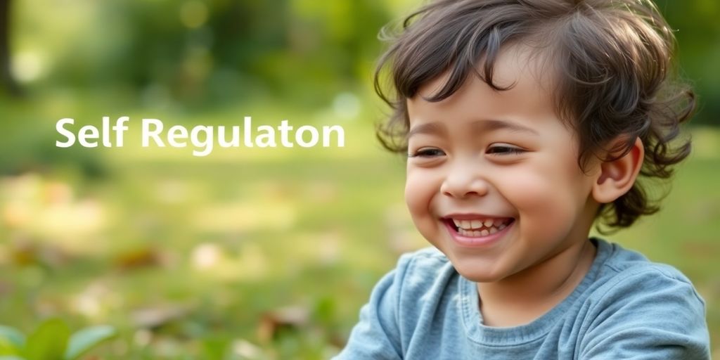 Child practicing self-regulation in a peaceful outdoor setting.
